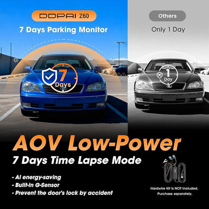 DDPAI 4K Dash Cam Front and Rear, Built-in 32G eMMC Dual Dash Camera for Cars, 128GB Card Included Dashcam,GPS, Night Vision,5G WiFi, 7-Days Parking Mode, 3" IPS, ADAS, WDR, Support 512GB, Z60