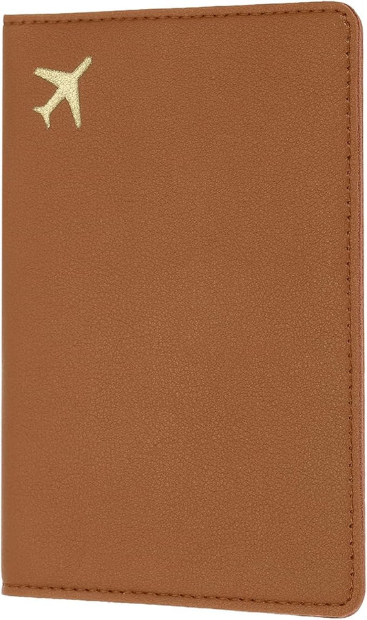uxcell Passport Cover Holder, Waterproof PU Leather Passport Cover Card Protector Sleeve for Women & Men Document Organizer Travel Accessories for Anniversary Wedding Gift, Brown