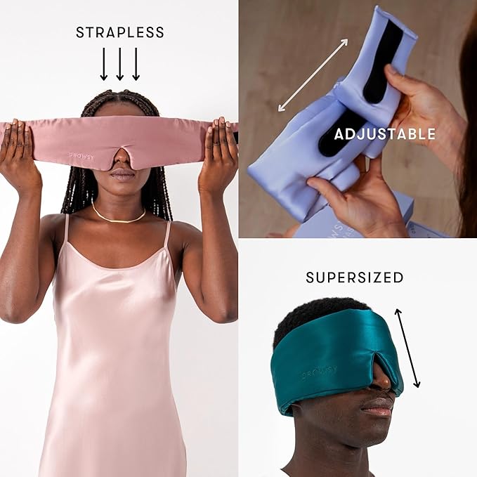 DROWSY Silk Sleep Mask - Face-Hugging, Padded Cocoon for Luxury Sleep in Total Darkness - 100% Pure Mulberry Silk (Dusty Gold)