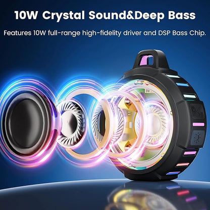 XLEADER X8(2 Gen) Upgraded, Bluetooth Shower Speaker, Certified IP67 Waterproof, 10W Pro Sound &Deep Bass, 24Hrs Playtime, Stocking Stuffers for Teens Women Men, White Elephant Gifts