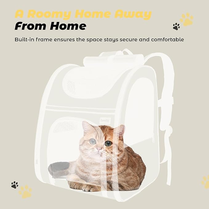 Zavothy Expandable Pet Backpack Carrier for Small Cats & Dogs, Airline Approved Travel Bag with Mesh Windows, Expandable Space, Padded Bottom, Foldable Design Grey