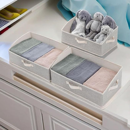 3 Pack Closet Organizers, Foldable Clothes Storage Organizers with Handles, Large Capacity, Sturdy Drawer Storage Boxes for Clothing, Underwear, Books, Shelves, Wardrobe Organizing, Brown