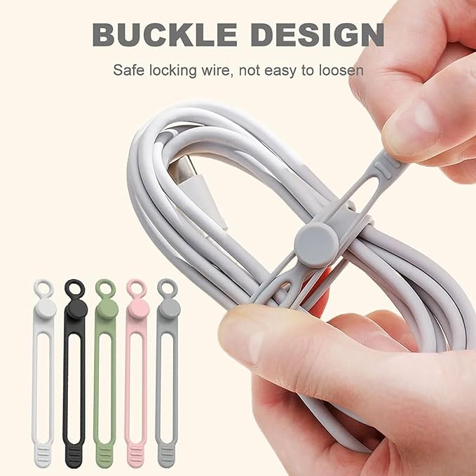 Data Cable Organizer, 2025 Upgrade Silicone Headphone Organizer, Silicone Cable Ties Reusable Cable Management Organizer Multipurpose Elastic Cord Organizer for Bundling and Fastening Cable (20Pcs)
