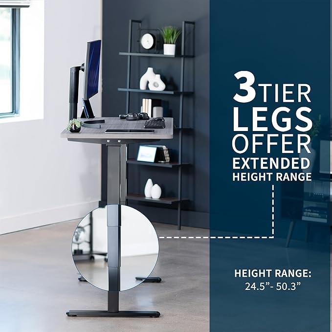 VIVO Electric 55 x 28 in Dual Motor Sit Stand Desk, Memory Height Adjustment, 2B Series, Dark Gray Top Black Frame, DESK-KIT-2B55G