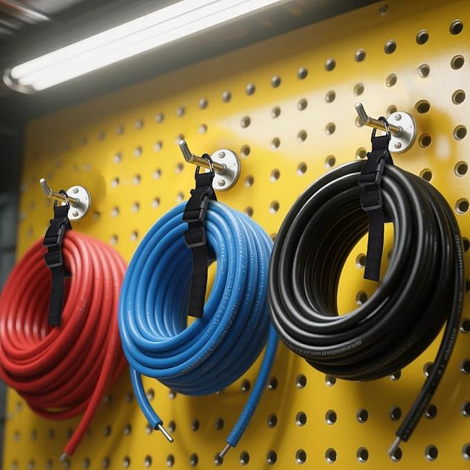 17 Inch Extension Cord Holder Organizer with Triangle Clips for Garage Organization and Storage, Adjustable Heavy Duty Storage Straps for Men Workshop (12)