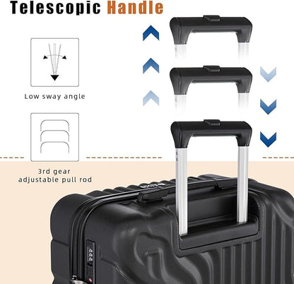 Luggage Sets Suitcase Sets 5 Piece Luggage Sets Suitcase with ABS Hard Shell Lightweight TSA Lock and Double Rotatable Detachable Wheels(Black,20"/24"/28"/DB/TB)