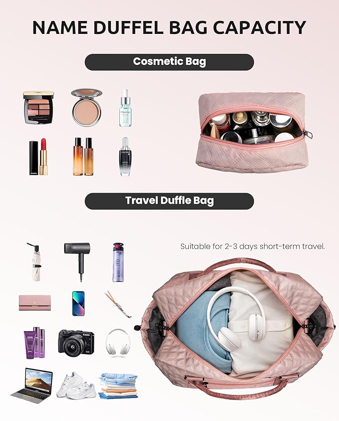 Bachelorette Personalized Weekender Travel Bag with Monogram, Shoulder Strap, Overnight Bag for Women (Letter W)