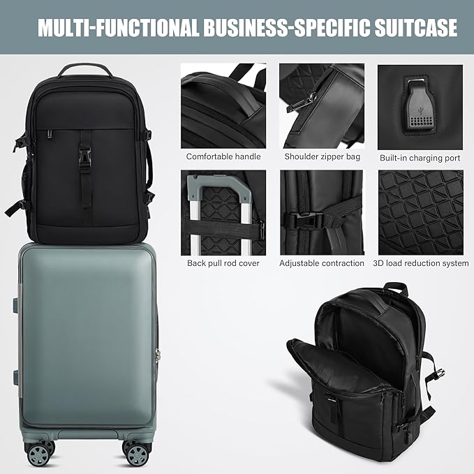 Carry-On Luggage Front Opening 20-inch Suitcase with TSA Lock PC Hardside Rolling Luggage Travel Suitcase, Small Hardside Expandable Luggage with Spinner Wheels (Black)