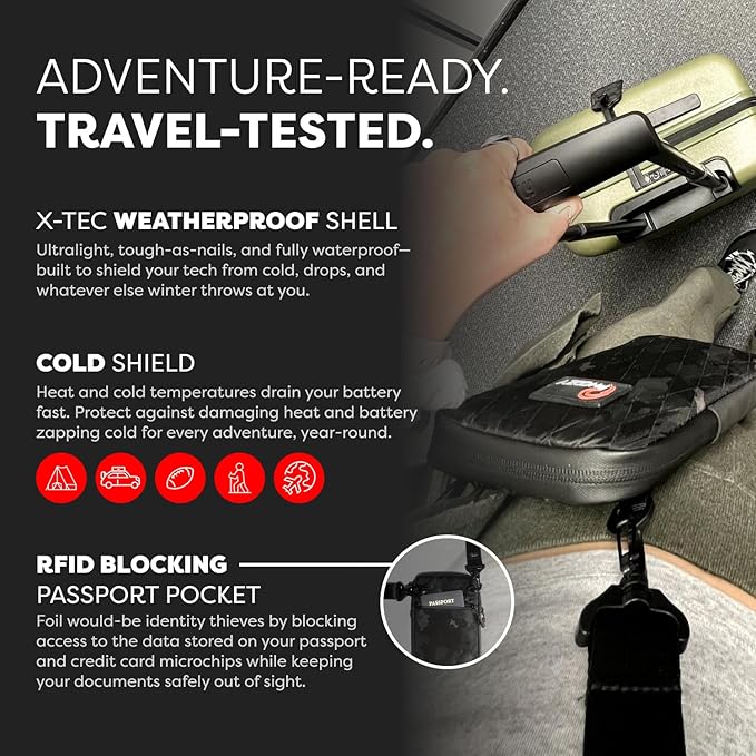 PHOOZY Orion Insulated Tech Bag For Travel - NASA Insulation Protects Your Phone, AirPods and Other Devices. Weatherproof X-Tech Shell with RFID Blocking Pocket for Complete Protection (SPACE WHITE)