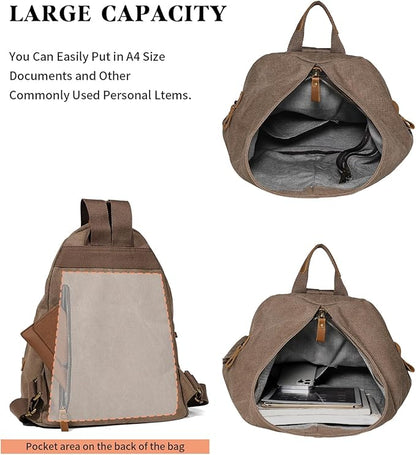 KL928 Canvas Vintage Backpack – Large Casual Daypack Outdoor Travel Rucksack Hiking Backpacks for Men Women
