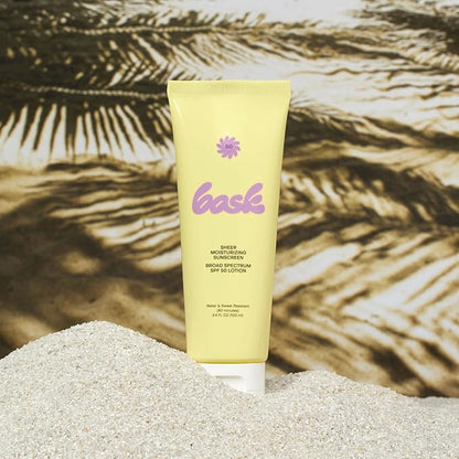 Bask Suncare SPF 50 Sheer Moisturizing Sunscreen Lotion - Broad Spectrum UVA/UVB Protection, Dermatologist Recommended, Hydrating, Lightweight & Non-Greasy, No White Cast, Travel Size, 3.4 fl oz