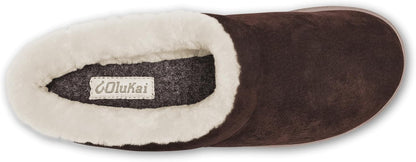 OLUKAI Mani Women's Leather Mule Slippers, Soft & Comfortable Slippers with Fleece Lining, Thick Rubber Outsole, All-Day Wear