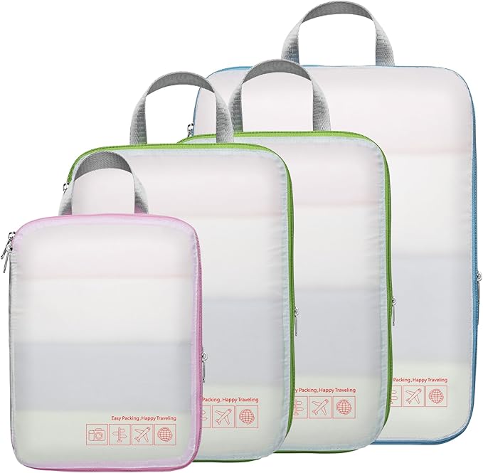 Cambond Compression Packing Cubes for Travel Women - Expandable Travel Bags Luggage Organizers Travel Essentials Compression Cubes for Travel Carry on Suitcases Organizer