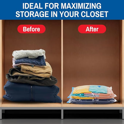 6 Pack Small Vacuum Storage Bags for Comforters, Blankets & Clothes – Vacuum Sealed Compression Bags with Hand Pump – Space Saver Storage Bags for Bedding, Moving, Travel & Organization