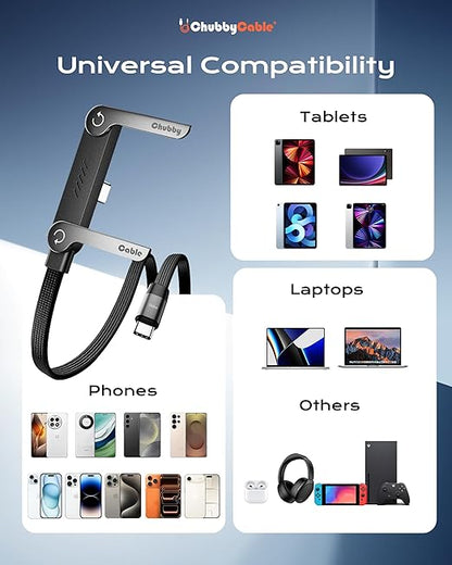 chubbycable StandLite 240W Braided Fast Charge Cable with Built-in Phone Stand T-Shaped Foldable Durable USB-C Cord 90 Degree USB C Cable Right Angle Multi-Functional Charger Cord (3PCS)
