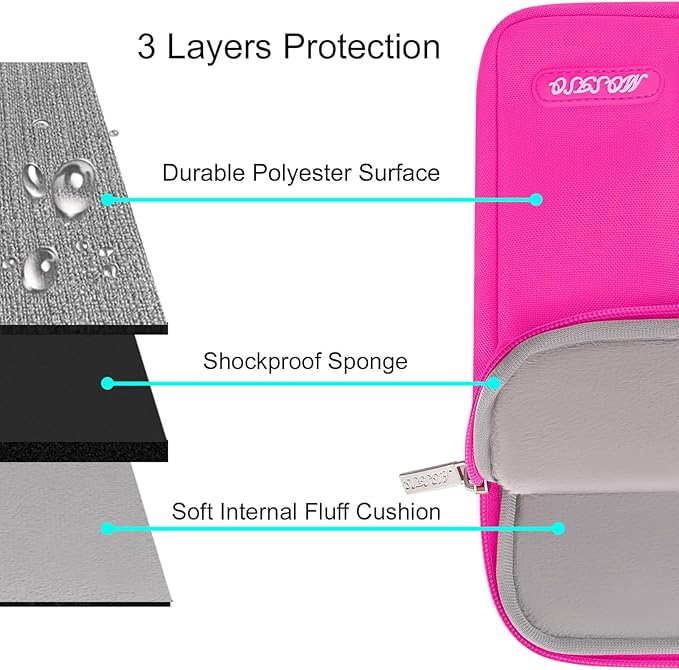 MOSISO Laptop Case 13 inch, 13 inch Laptop Sleeve Compatible with MacBook Air M4 M3 M2 M1 2025-2018 / Pro M2 M1 2025-2016, Polyester Vertical Computer Sleeve Bag with Pocket, Bright Rose