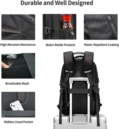 ARCTIC HUNTER AH Business Laptop Backpack for Men Work Commuting, 30L Large Travel Carry On Backpack Flight Approved for Airplane, Professional Adult College Backpacks Casual Daypack, Black