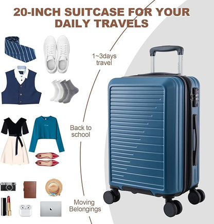 OUZZO Luggage Sets 3 Piece Expandable Suitcase Sets with Double Spinner Wheels Hardshell Lightweight PC Checked Luggage set TSA Lock for Family Trips, Business,Vacation