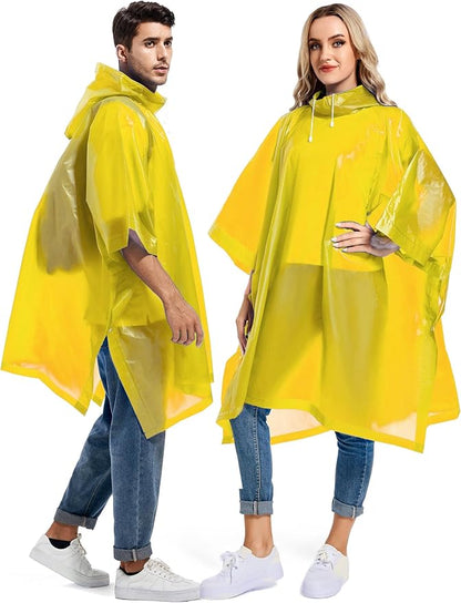 2 Pack Rain Ponchos for Adults Reusable - Raincoats Survival Emergency Heavy Duty Rain Coat with Drawstring Hood