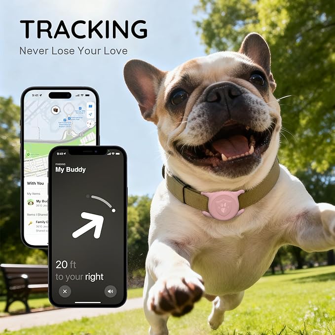 for AirTag Dog Collar Holder, Dog Air Tag Holder, IP68-Waterproof | Lightweight Silicone | Anti-Lost | Ultra-Durable | Compatible with Apple AirTags (Pink)