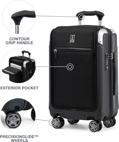 Travelpro Platinum Elite Hardside Expandable Carry on Luggage, 8 Wheel Spinner, TSA Lock, Hard Shell Polycarbonate Suitcase, Shadow Black, Carry on Laptop Pocket 21-Inch