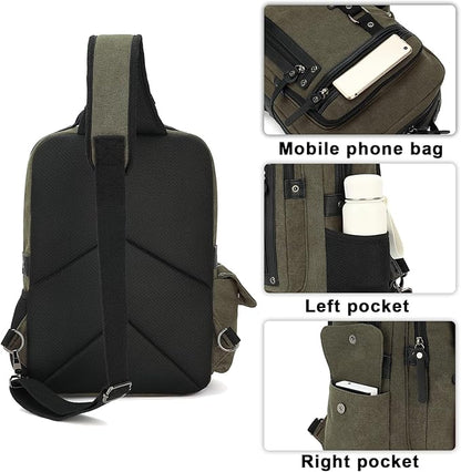 Vintage Messenger Bag, Canvas Backpack for Travel, Men's Shoulder Bag, Dual-use Bag for Hand Carry and Crossbody Carry