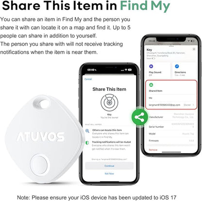 ATUVOS Air Tracker Tags-3 Pack, Bluetooth Luggage Tracker Works with Apple Find My APP (iOS Only, Not for Android), Keys Finder and Item Locator for Luggage, Backpack, Suitcases, Replaceable Battery