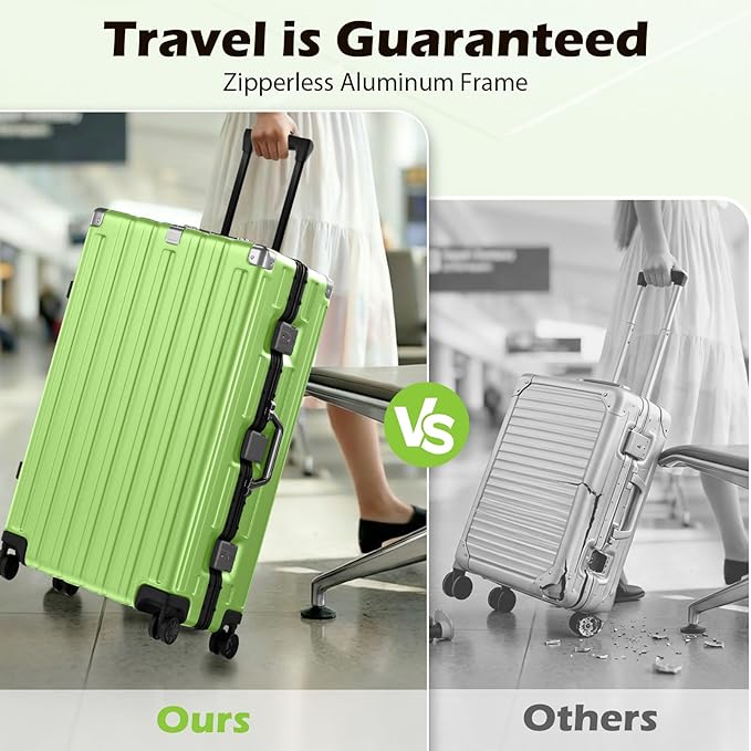 Krute Large Luggage 28 inch Zipperles Suitcase With Spinner Wheels USB Charger Hardside PC Aluminum Frame Luggages Checked Suitcases with TSA Lock (1 Piece)