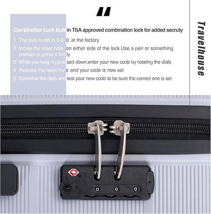 Luggage Sets Wear-Resistance Hardside Lightweight Suitcase Double Spinner Wheels, TSA Lock,Two Hooks, Scratch-resistant Carry-on,3 Piece Set(20inch 24inch 28inch) (silver)
