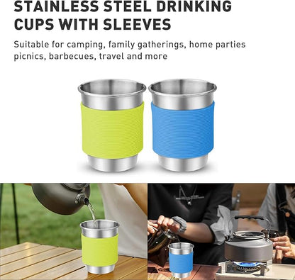 Camping Cookware Camping Cooking Set, Non-Stick Pots and Pans with Kettle, 2 Stainless Steel Plates, 2 Water Cups, 2 Sets of Knives and Forks, Spatula, Dish Towel, Backpack Storage Bag