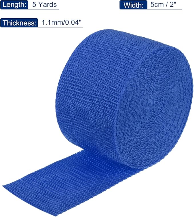 MECCANIXITY Lightweight Polypropylene Webbing Strap 2" 5 Yard Backpack Strapping Band Blue for Outdoor Luggage Cargo Straps