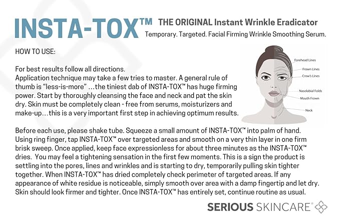 Serious Skincare INSTA-TOX Instant Wrinkle Smoothing Serum - Facial Filler Improves Appearance of Lines, Pores & Deep Wrinkles - Temporary Skin Tightener - Face Firming - .75 Fl Oz (2Pack)