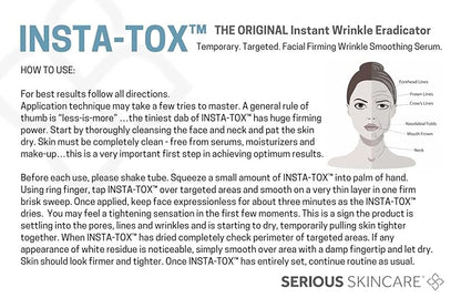 Serious Skincare INSTA-TOX Instant Wrinkle Smoothing Serum - Facial Filler Improves Appearance of Lines, Pores & Deep Wrinkles - Temporary Skin Tightener - Face Firming - .75 Fl Oz (2Pack)