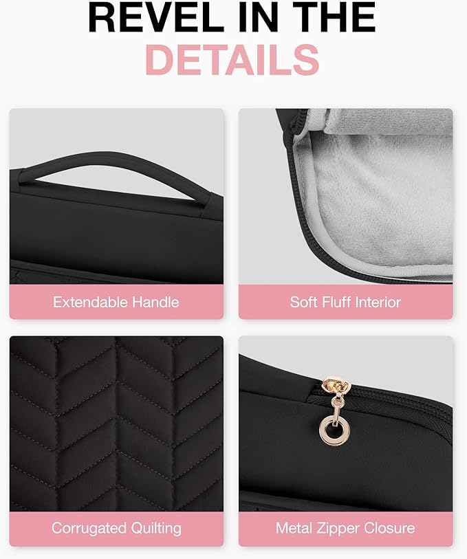 BAGSMART 15-15.6 Inch Laptop Case Sleeve for Women, Puffy Shockproof Laptop Bag with Accessories Pouch and Handle, Lightweight Computer Case Compatible with Dell, HP, MacBook Air/Pro, Rich Black