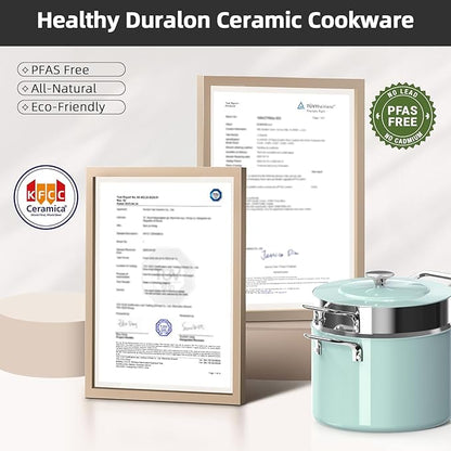 Nuwave Lux 13pc Forged Lightweight Cookware Set PFAS Free, Healthy G10 Duralon Ceramic Coating, Ultra Non-Stick, Stay-Cool Handles, Works on All Cooktops & Induction Ready