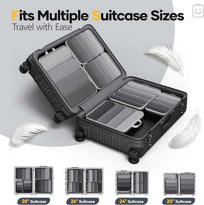 Veken 6/9/11 Set Compression Packing Cubes for Travel Essentials,Compressible Expandable Large Luggage Suitcase Organizer Bags for Clothing,Durable Space Saver Storage Bags(Black)