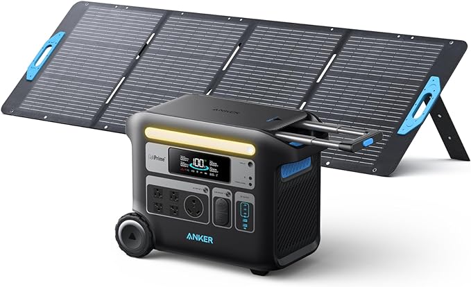 Anker SOLIX F2000 Portable Power Station, PowerHouse 767, 2048Wh GaNPrime Solar Generator with 200W Solar Panel, LiFePO4 Batteries, 4 AC Outlets Up to 2400W for Home, Power Outage, Outdoor Camping
