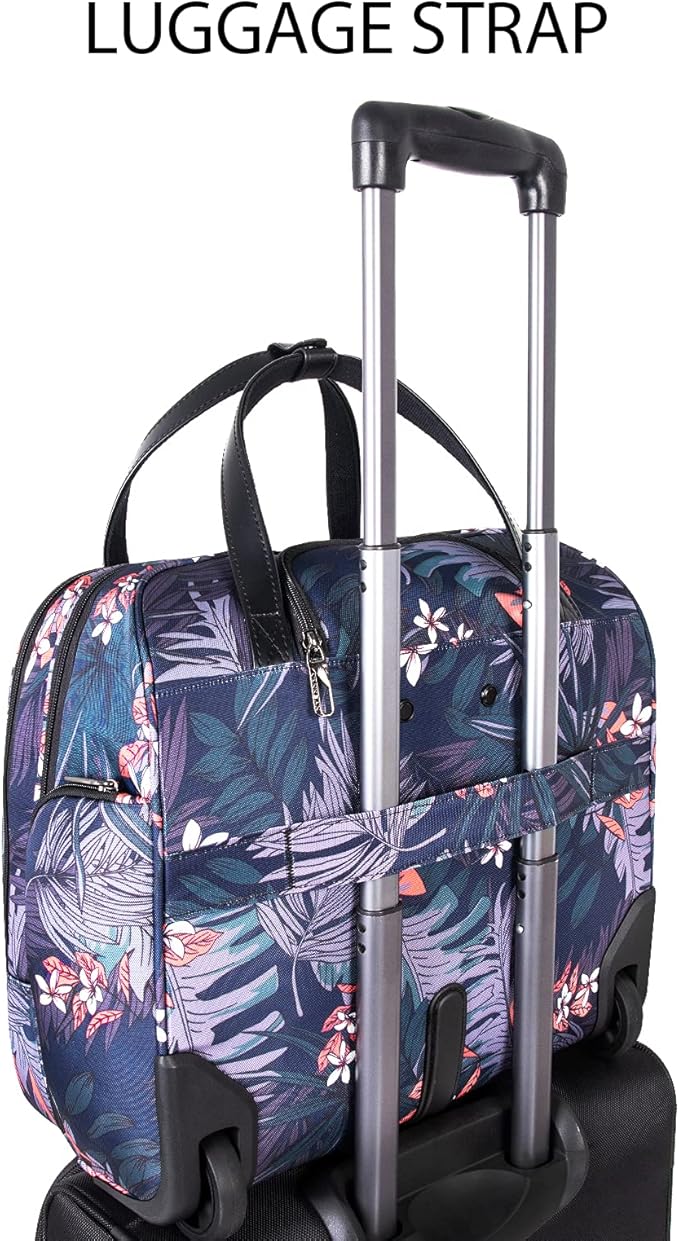 VANKEAN Rolling Laptop Case for Women, Premium Rolling Travel Bag Fits Up to 15.6 Inch Laptop Carry on Briefcase Water-Proof Overnight Computer Bags with RFID Pockets
