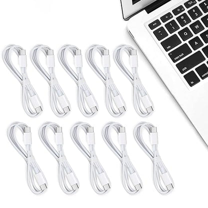 Smays USB C to USB C Cable 3 ft 10-Pack Bulk, Type C Charging and Data Cord Multipack White