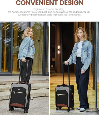 LOVEVOOK Carry On Luggage 22x14x9 Airline Approved, 20 Inch Softside Suitcases with Wheels, Lightweight Spinner Carry on Suitcase with TSA Lock, Water-Resistant Large Capacity Luggage for Travel
