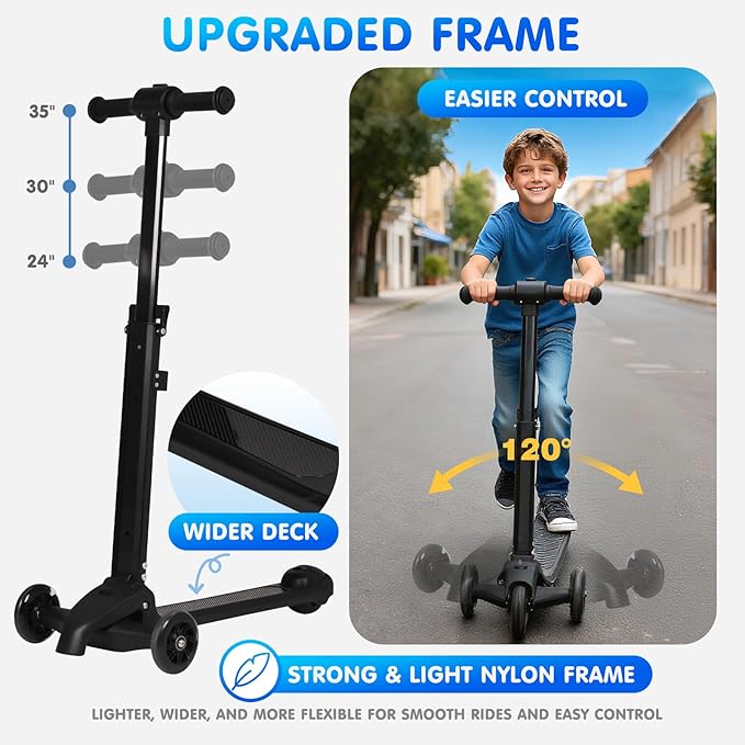 smilesun 4-in-1 Detachable Scooter Luggage for Kids & Teens, Foldable Hardside Ride On Suitcase with Wheels, Stylish and Safe Design(Navy)