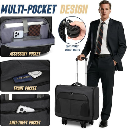 Rolling Garment Bag, Large Carry On Garment Bag With Wheels, Men Women Suit Carry On Garment Bag for Travel Business