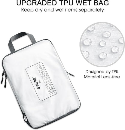 G4Free 6 Set Compression Packing Cubes, 3 sizes Travel Packing Organizers for Suitcases, Expandable Luggage Suitcase Storage Bags Set, Lightweight Packing Cubes Travel Essentials