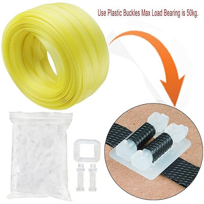 Box Packing Strapping Tool, Polypropylene Pallet/Box Strapping kit: 330' x 1/2'' Strapping and 100 pcs Plastic Buckles,Manual Packing