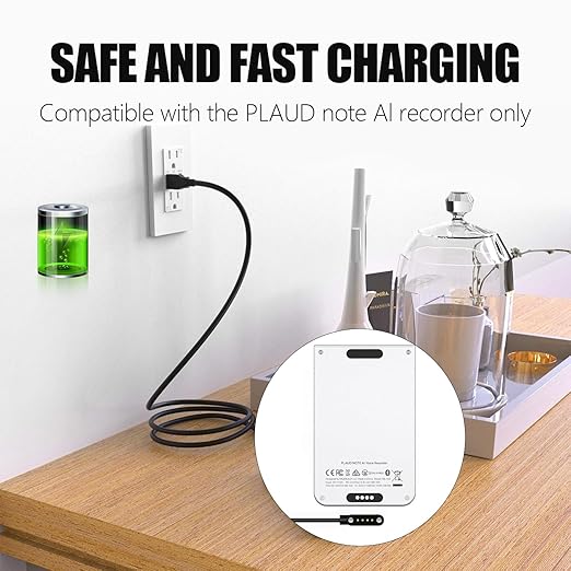 [2-Pack] USB-C Magnetic Charger for PLAUD Note AI Voice Recorder Charger Replacement Charging Cable Type C for PLAUD Note Voice Recorder (2ft/60cm)