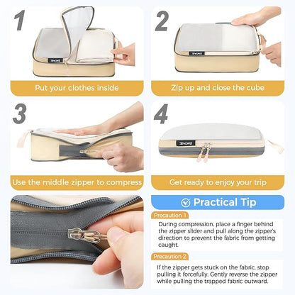 BAGAIL 6 Set Ultralight Compression Packing Cubes Packing Organizer for Travel Accessories Luggage Suitcase Backpack