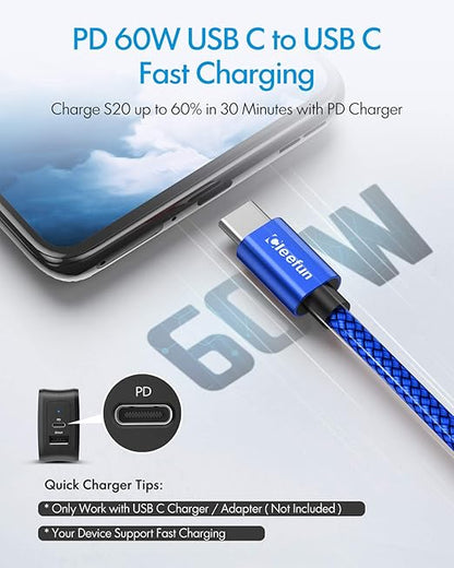 CLEEFUN Short USB C to USB C Cable 60W, USBC to USBC, [5-Pack, 1 ft] Type C to C Charger Cord Fast Charging for iPhone 16 15 Pro Max/Plus, for Samsung Galaxy S24 S23, for iPad/MacBook Pro/Air