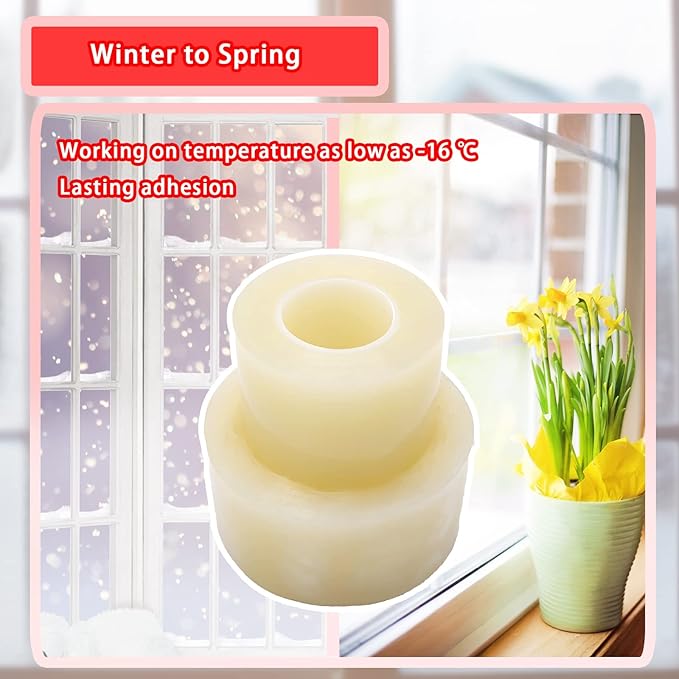 Birllaid Transparent Window Weather Sealing Tape, 2 Inch x 55 Yards (165 FT), Window AC Insulation Air Conditioner Sealing Tape, No Residue, Clear