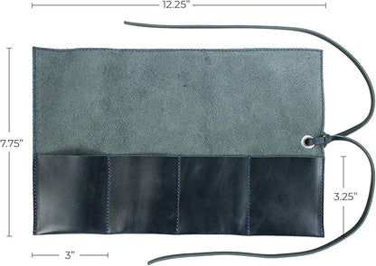 Hide & Drink, Leather Watch Roll Organizer Handmade from Full Grain Leather, Holds Up to 4 Watches, Easy Carry On Watchlover Storage (Slate Blue)