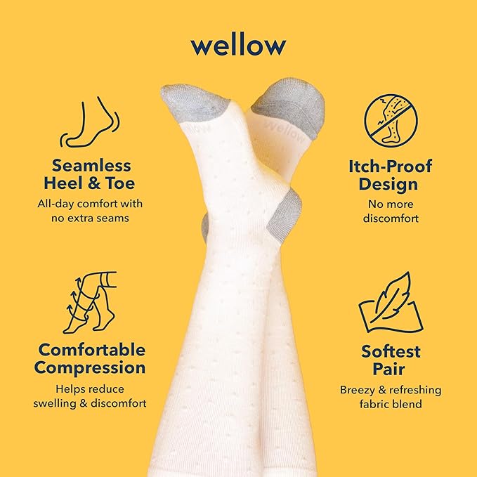 Wellow Premium Socks (Compression Socks - Regular) for Men & Women, Made with Viscose from Bamboo, Knee High, 18-25 mmHg